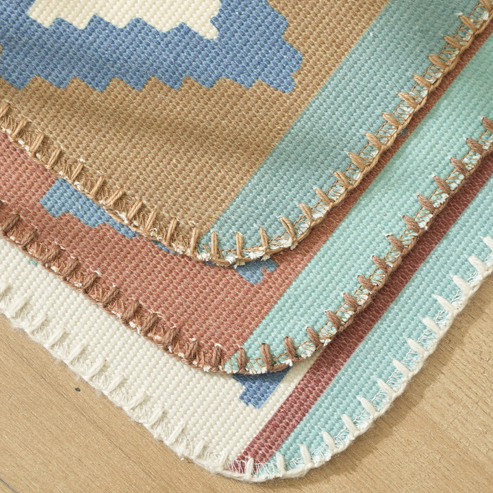 Woven runner rug in ethnic kilim pattern with flat weave structure and non-slip backing Stornfield