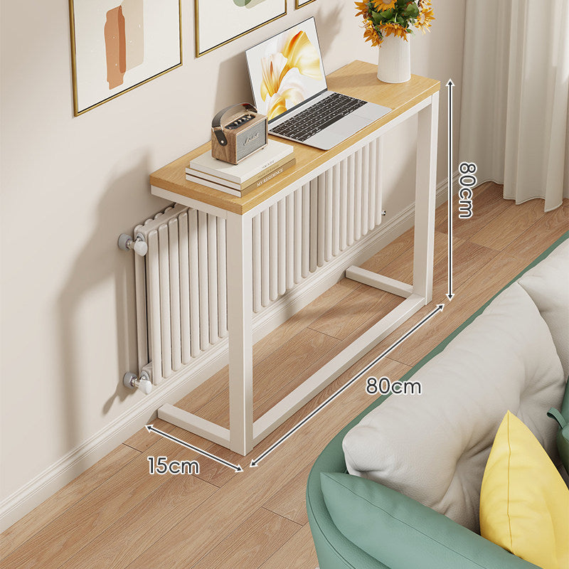 Slim Wooden-Top Metal Console Table for Sofa Back and Hallway