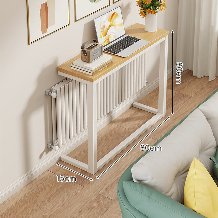 Slim Wooden-Top Metal Console Table for Sofa Back and Hallway