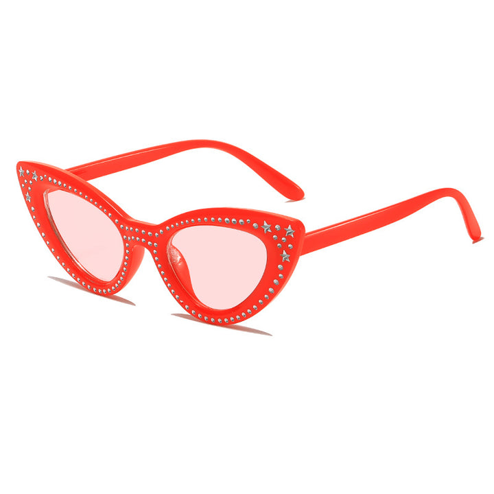 Glamorous Rhinestone-Embellished Cat Eye Sunglasses Stornfield