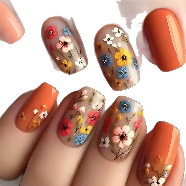 Floral Patterned Press-On Nail Enhancements Stornfield