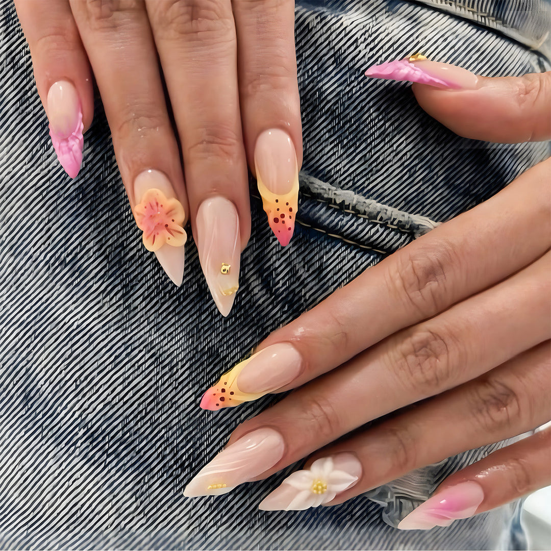 Floral Accented Stiletto Press-On Nails Stornfield