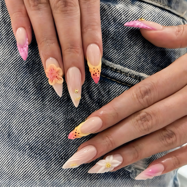Floral Accented Stiletto Press-On Nails Stornfield