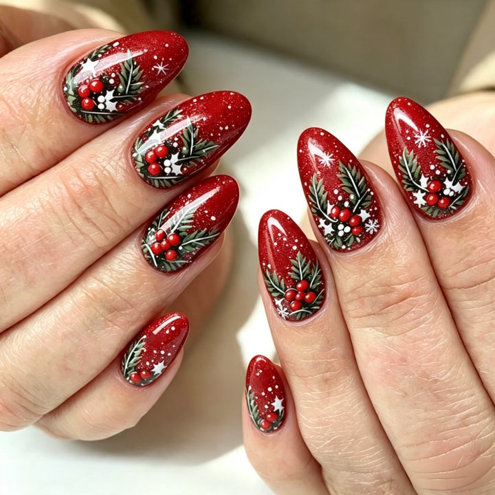 Artificial nails with festive Christmas design Stornfield