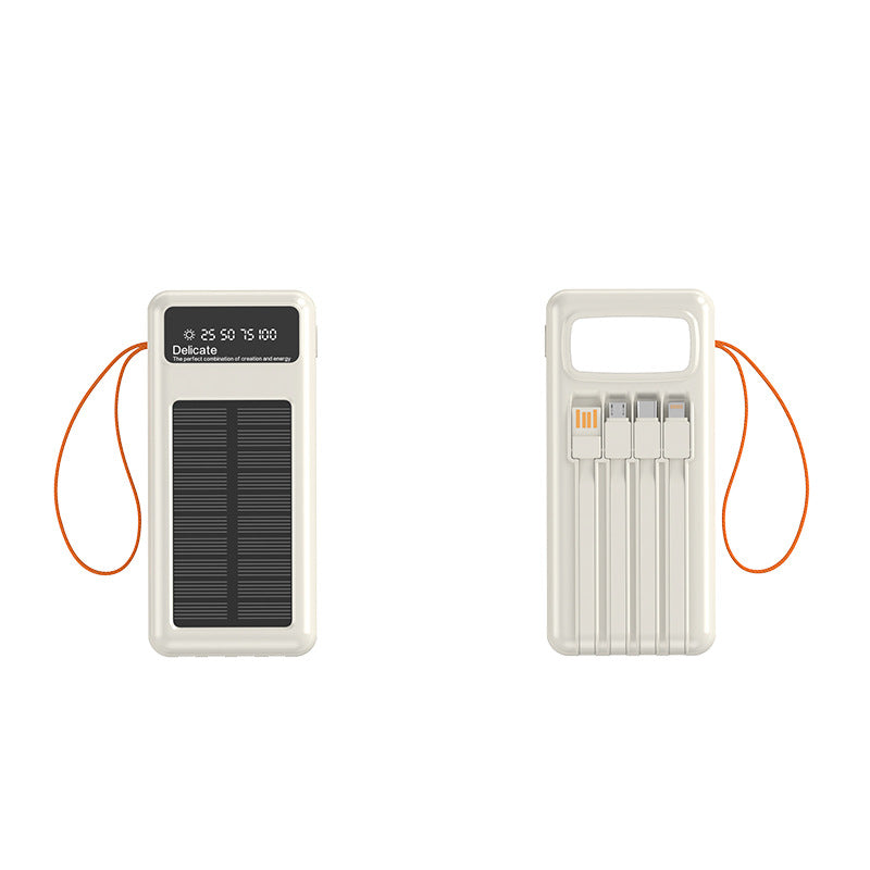 Solar Powerbank with Integrated Charging Cables and Digital Display Stornfield