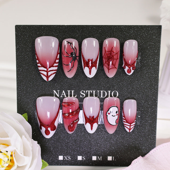 Halloween Fake Nail Set with spooky spider and ghost designs Stornfield