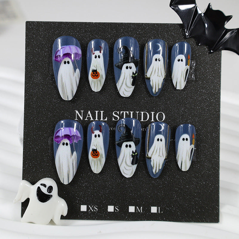 Halloween Nail Art Set with Creepy Ghost and Pumpkin Designs Stornfield