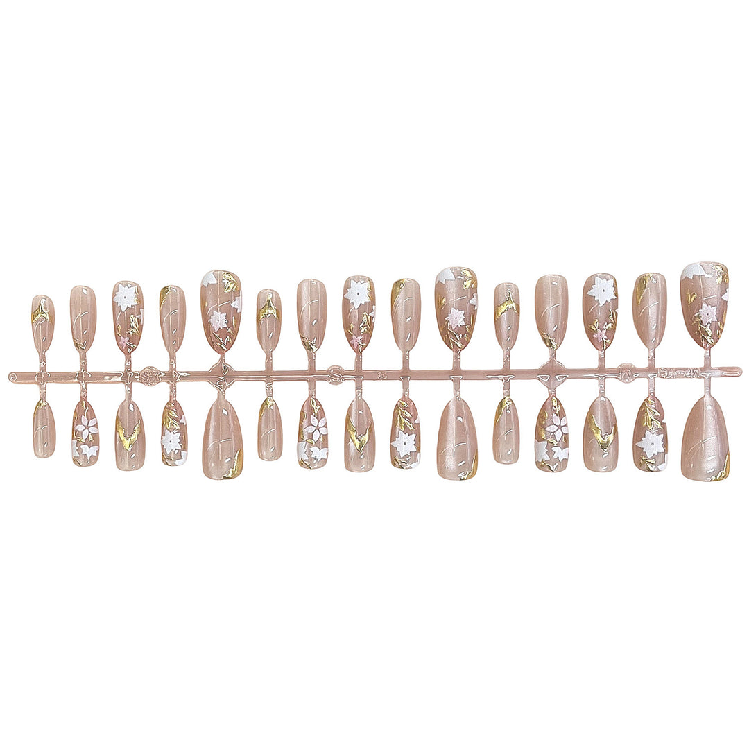 Floral Embellished Press-On Nail Design Stornfield