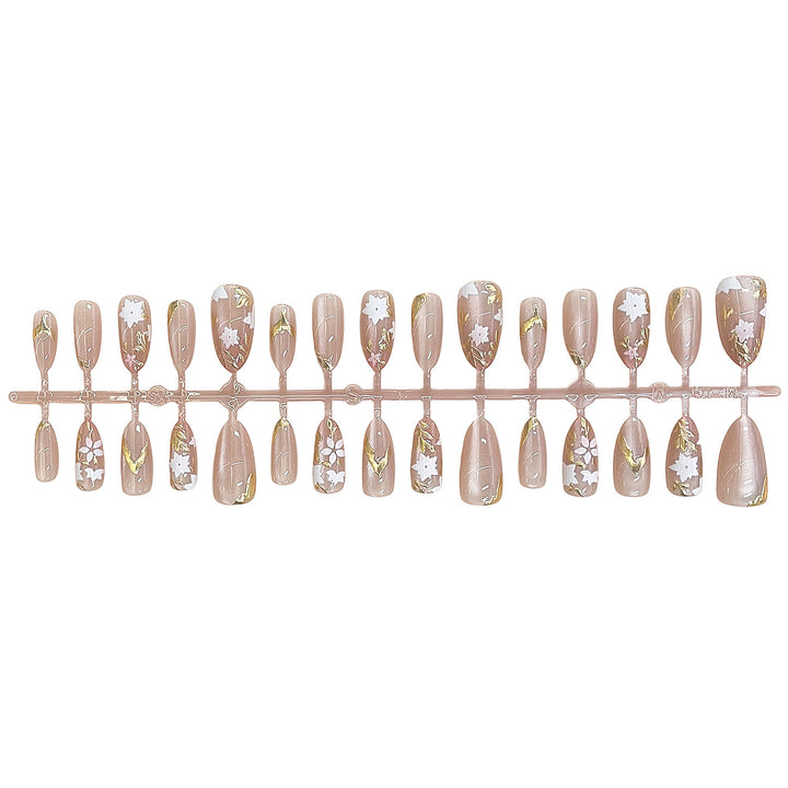 Floral Embellished Press-On Nail Design Stornfield
