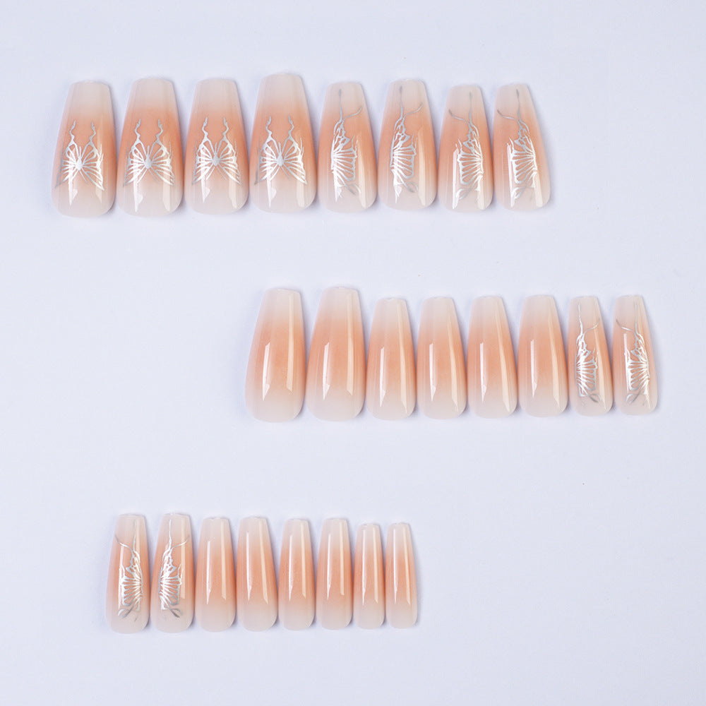 Elegant Artificial Nails with Delicate Butterfly Design Stornfield