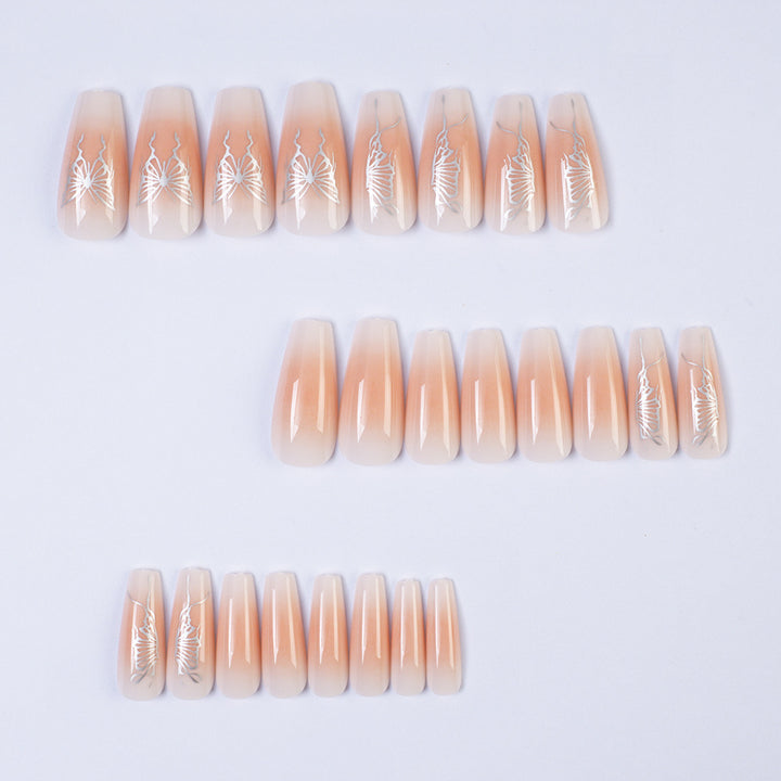 Elegant Artificial Nails with Delicate Butterfly Design Stornfield