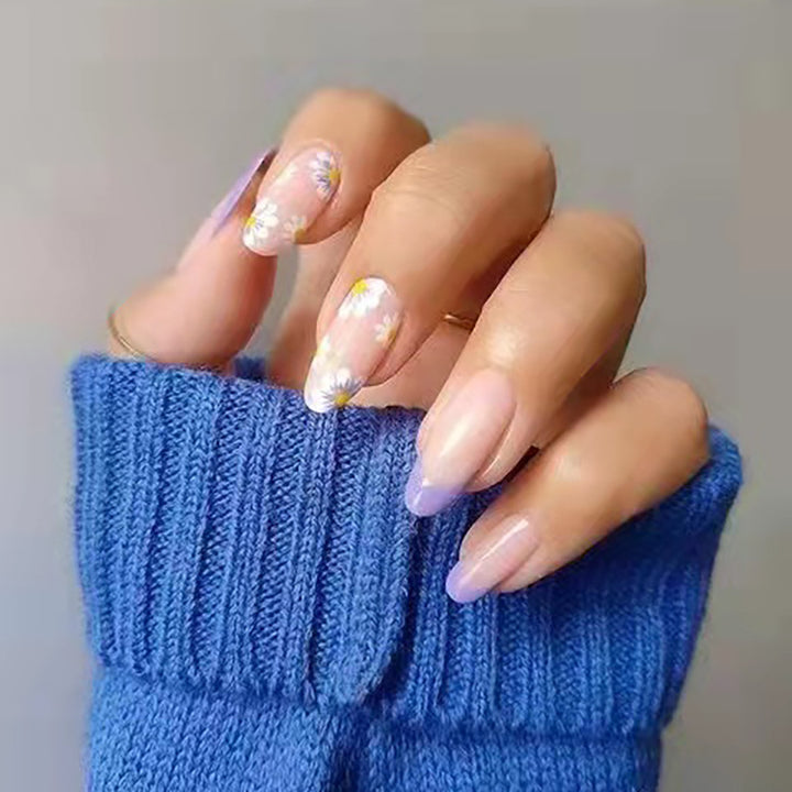 Floral Motif Long Press-On Nails Stornfield