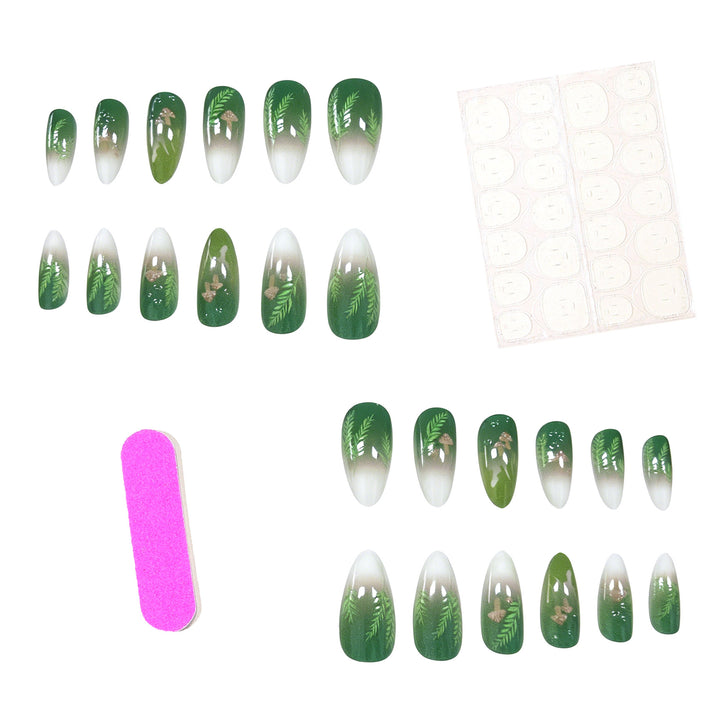 Elegant Leaf-Inspired Stiletto Nail Enhancements Stornfield