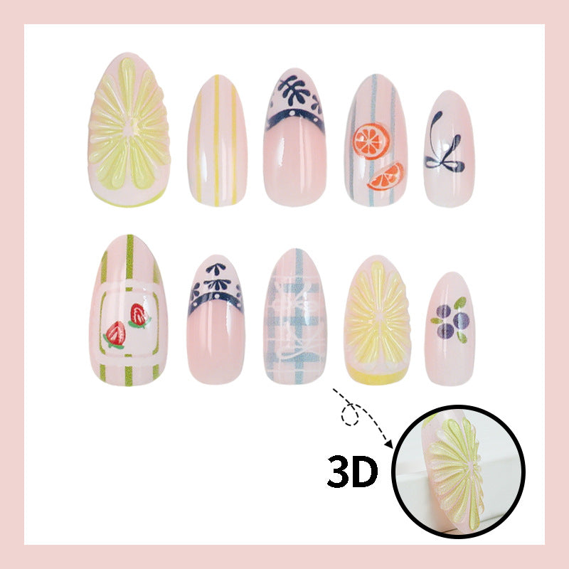 Artificial nail set with colorful fruit and flower motifs Stornfield