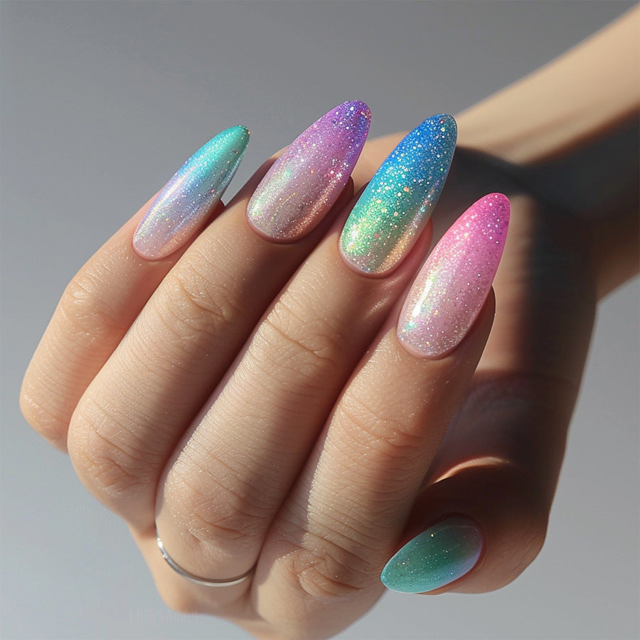 Artful Nail Extensions with Glitter Gradients Stornfield