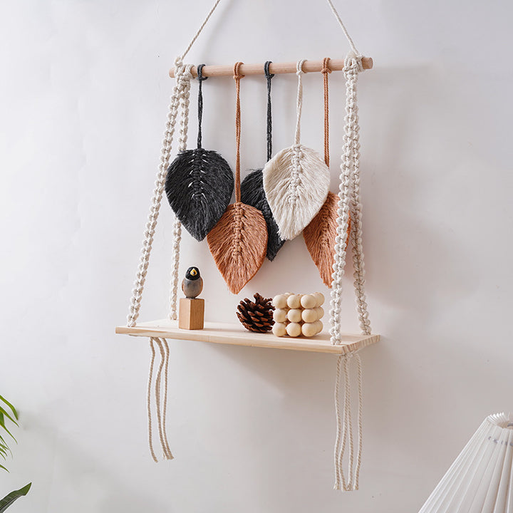 Bohemian Macrame Leaf Art Display Shelf Stornfield