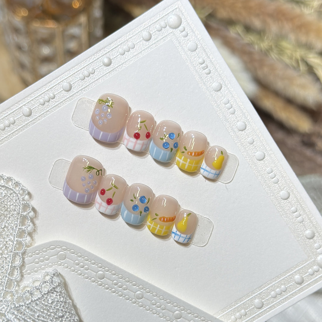 Artistic Fruit-Inspired Press-On Nail Set Stornfield