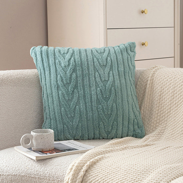 Plush Cable-Knit Decorative Throw Pillow Cover