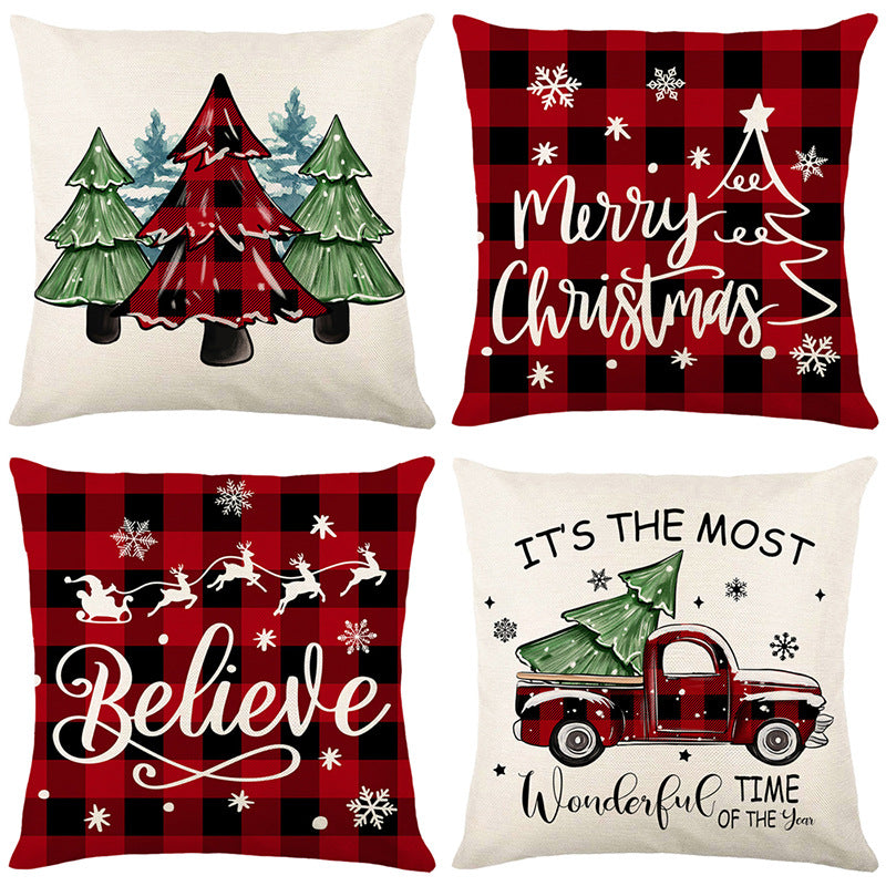 Buffalo-Check Holiday Believe Script Throw Pillow Cover