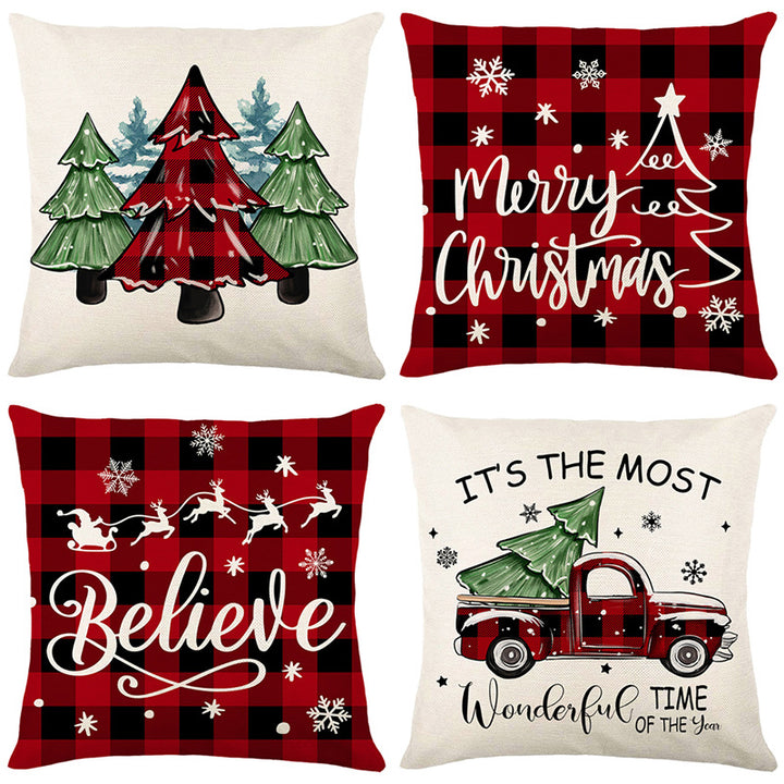 Buffalo-Check Holiday Believe Script Throw Pillow Cover