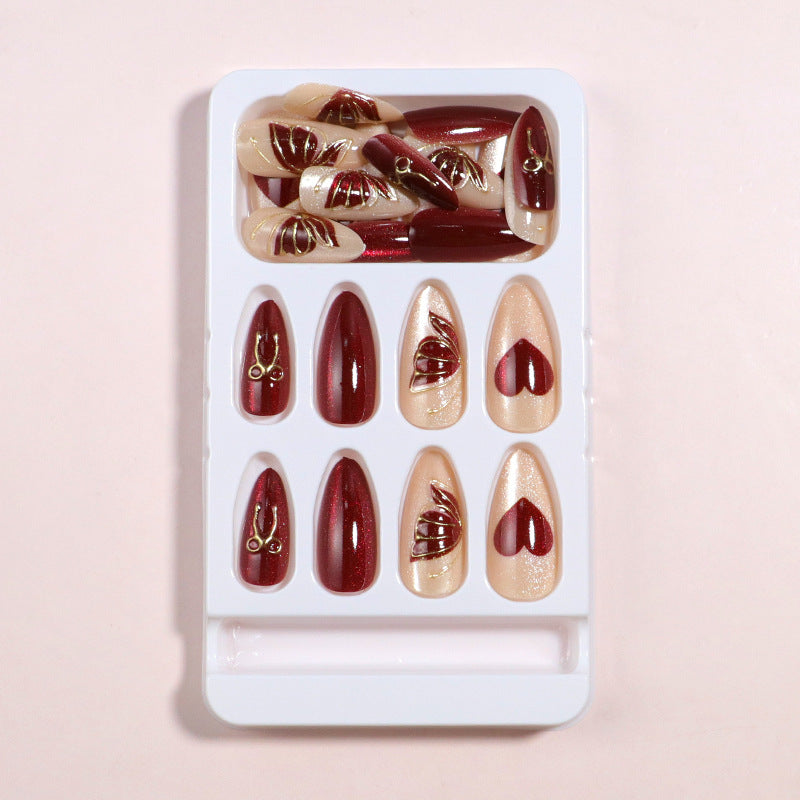 Artistic Heart-Accented Press-On Nail Set Stornfield