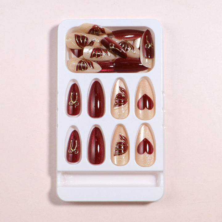Artistic Heart-Accented Press-On Nail Set Stornfield