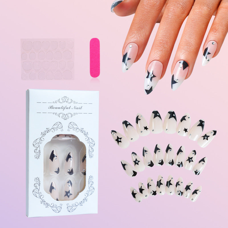 Artistic Press-On Nail Set with Star Design Stornfield