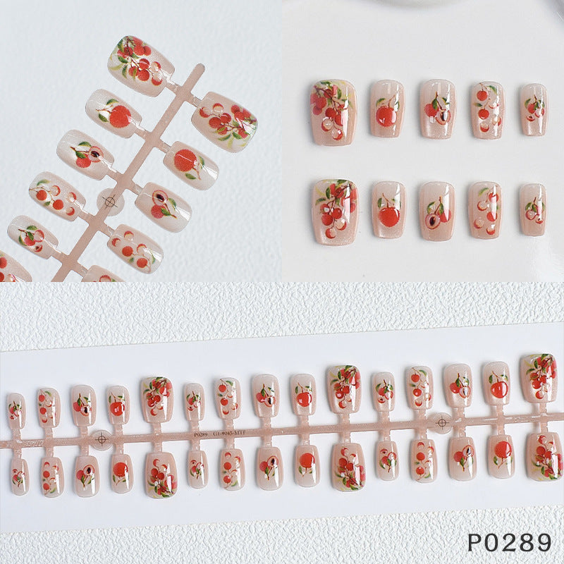 Strawberry Decorated Press-On Nails Stornfield