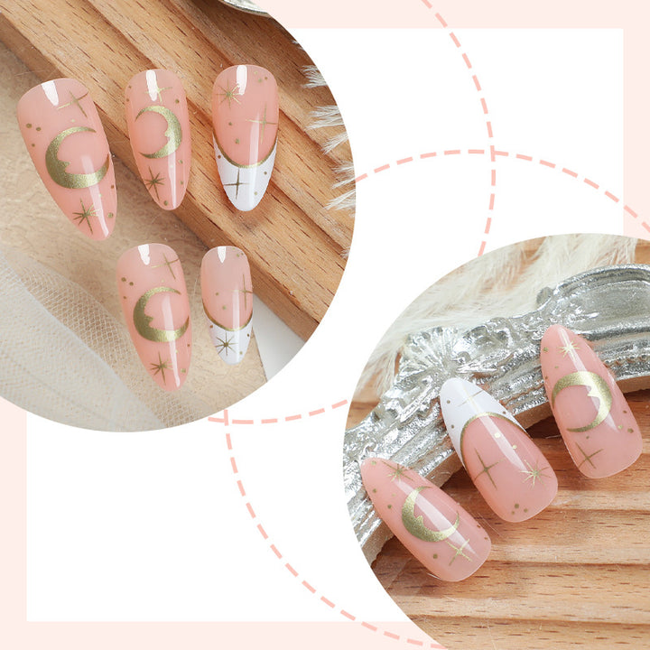 Nail set with galaxy design and glossy accents Stornfield