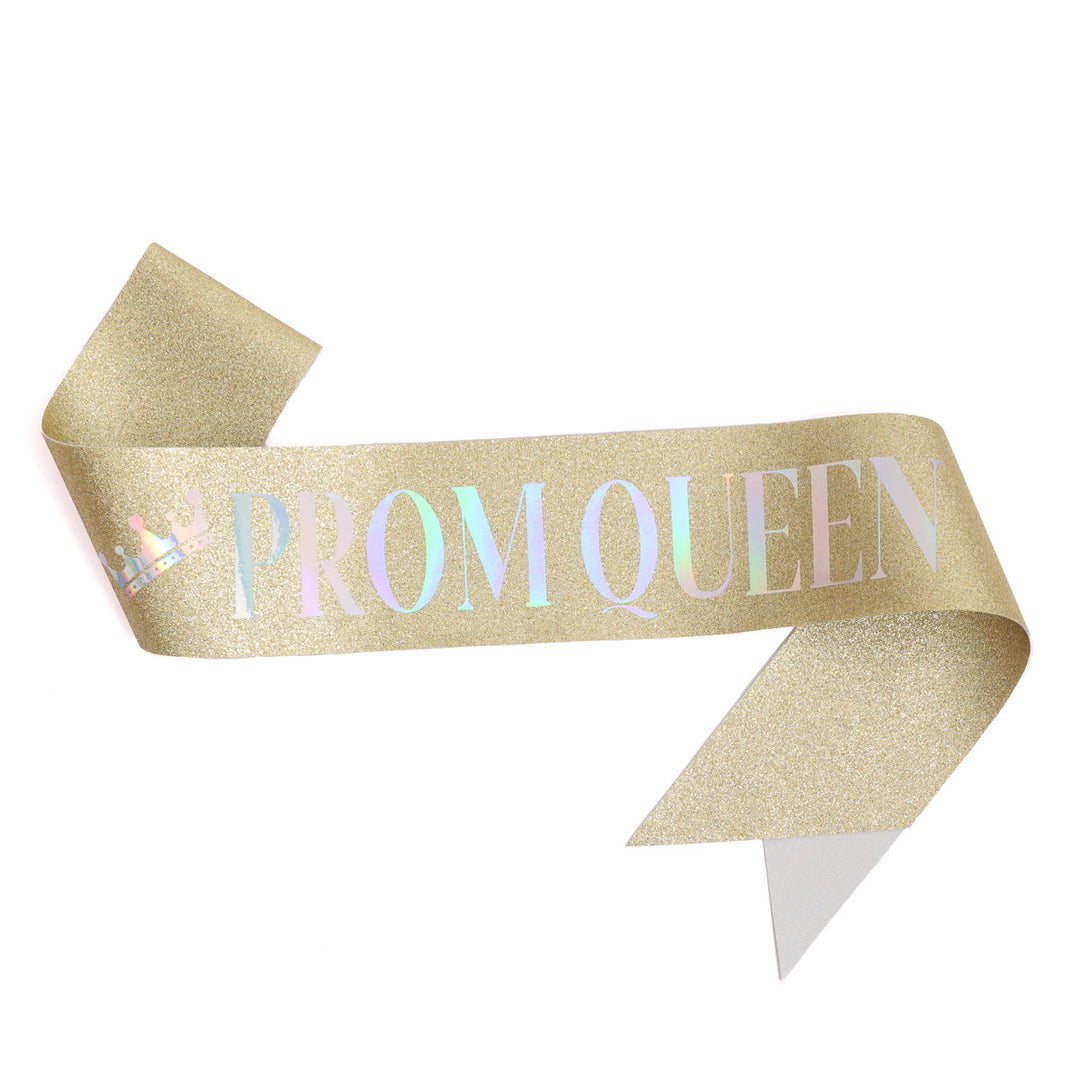 Ladies festive satin sash with holographic print Stornfield