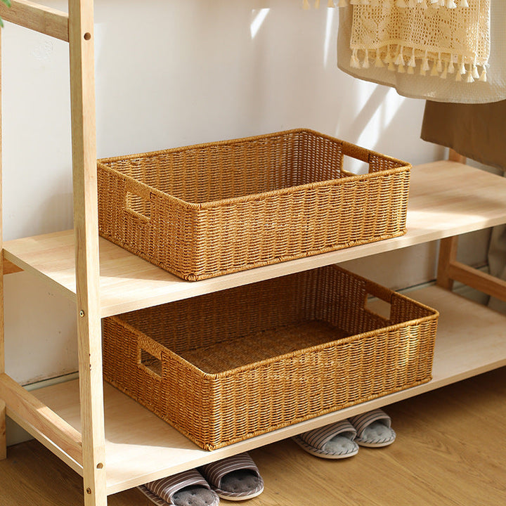 Handwoven Rectangular Storage Basket with Cut-Out Handles Stornfield