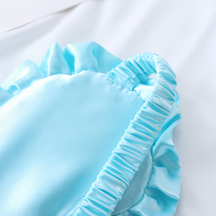 Women's nan satin-gloss eye mask with ergonomic contour, frilled ruffle edge, and gentle padding Stornfield