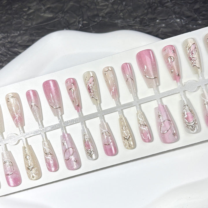 Artistic Gem-Embellished Press-On Nail Set