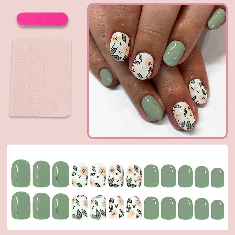 Artificial nail set with elegant floral patterns and modern design Stornfield