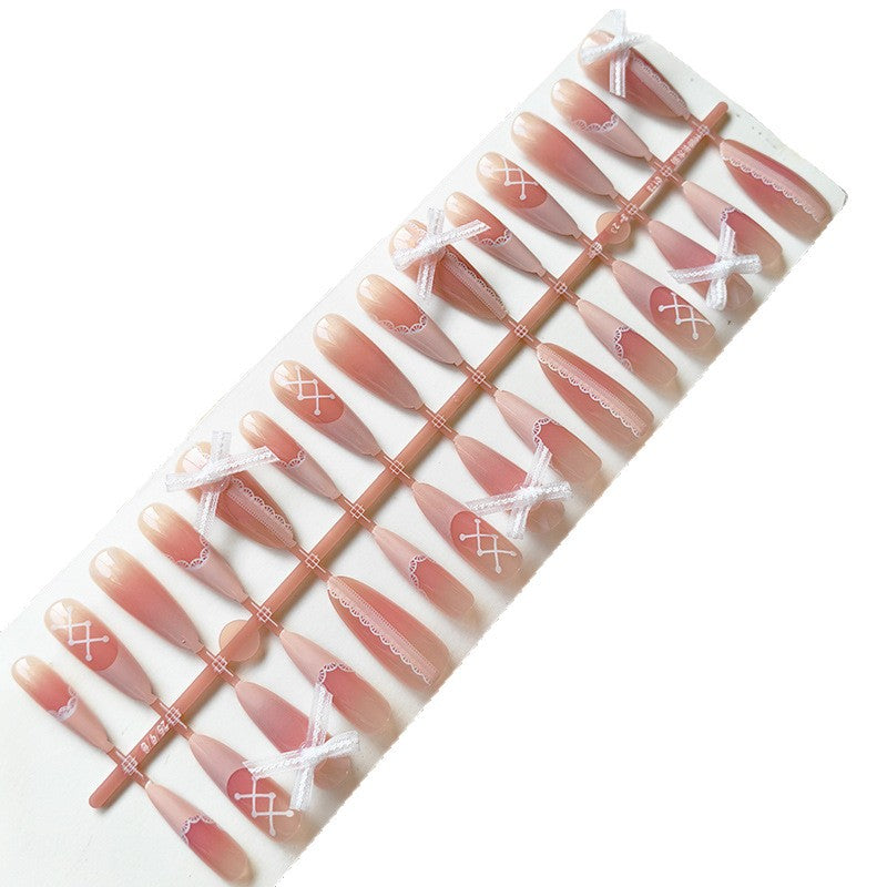 Artificial nail tips with romantic lace decorations Stornfield