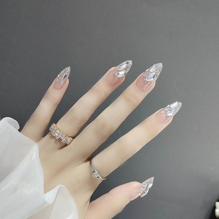 Artistic Rhinestone-Embellished Press-On Nail Set Stornfield