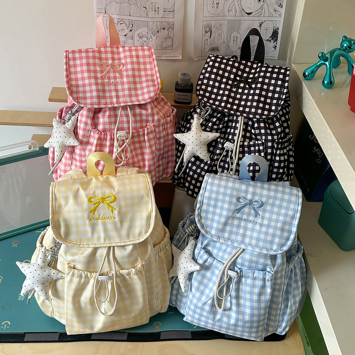 Cute Checked Patterned Drawstring Backpack Stornfield