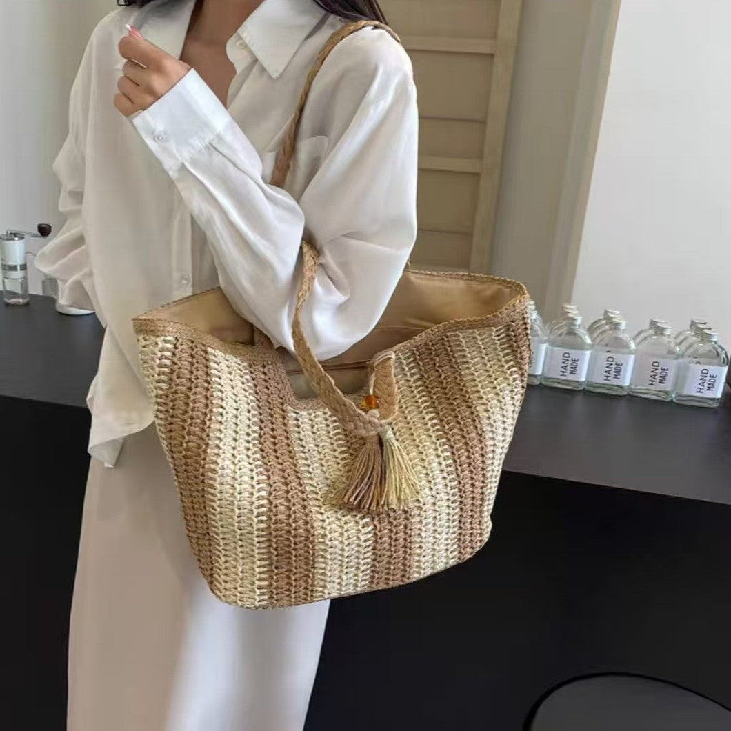 Beach bag with cheerful stripes and tassel details Stornfield