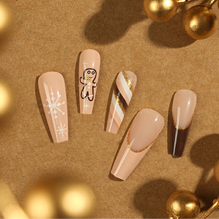 Artistic acrylic nails with festive design Stornfield