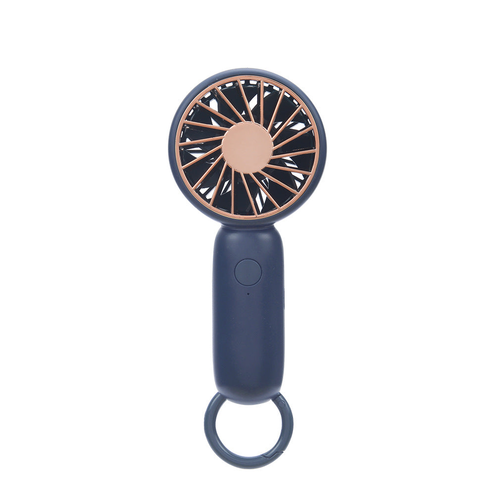 Cooling compact rechargeable handheld fan with carabiner loop and whisper-silent motor Stornfield