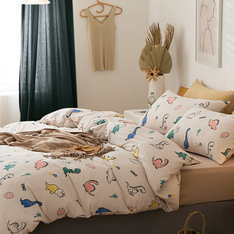 Bedding set with quilted light down filling, cotton blend and fine millefleurs print