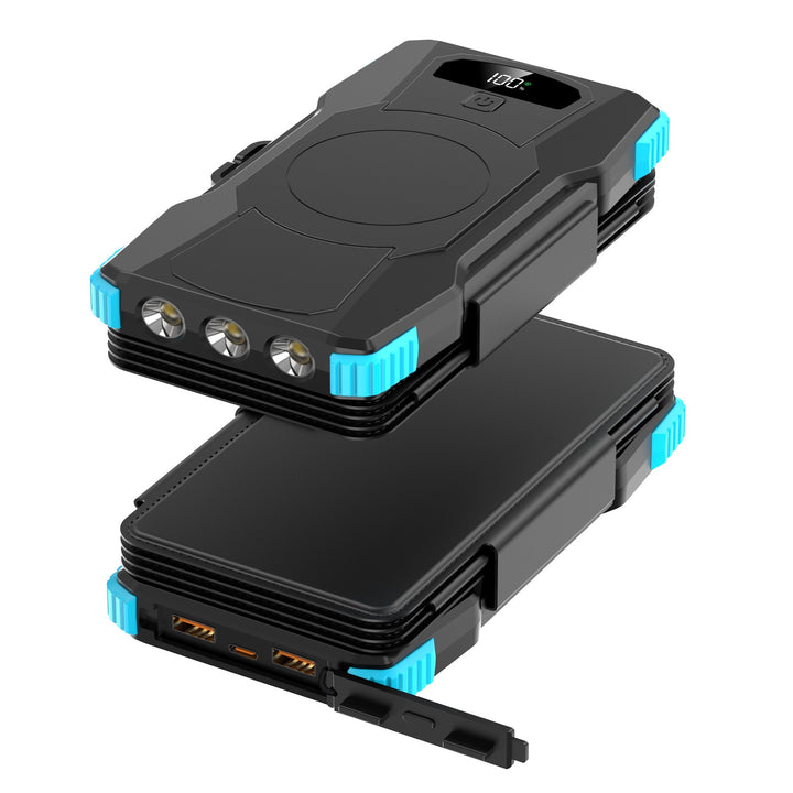Power bank with solar charging and LED lights Stornfield