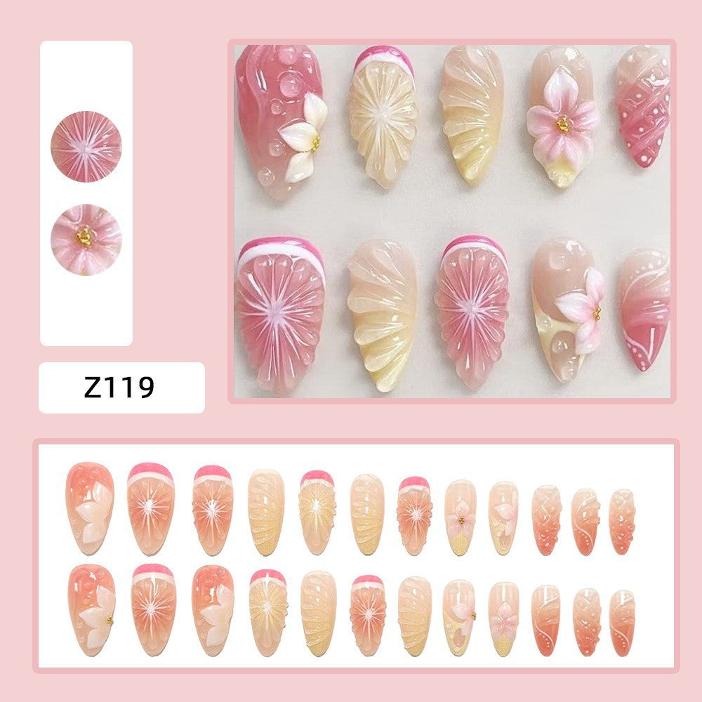 Artful Nail Tips Set with Leaf Accents Stornfield