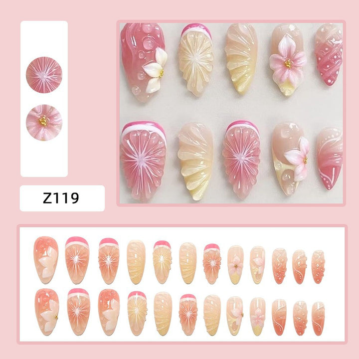 Artful Nail Tips Set with Leaf Accents Stornfield