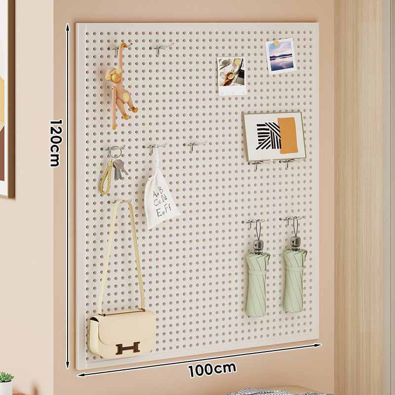 Large Vertical Perforated Wall Storage Panel with Adjustable Hooks and Accessory Mounts
