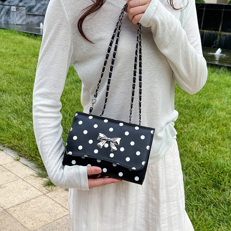 Elegant Polka Dot Crossbody Handbag