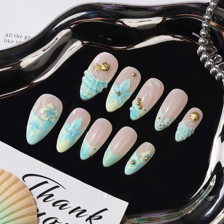 Artistic Tropical Floral Press-On Nail Set Stornfield