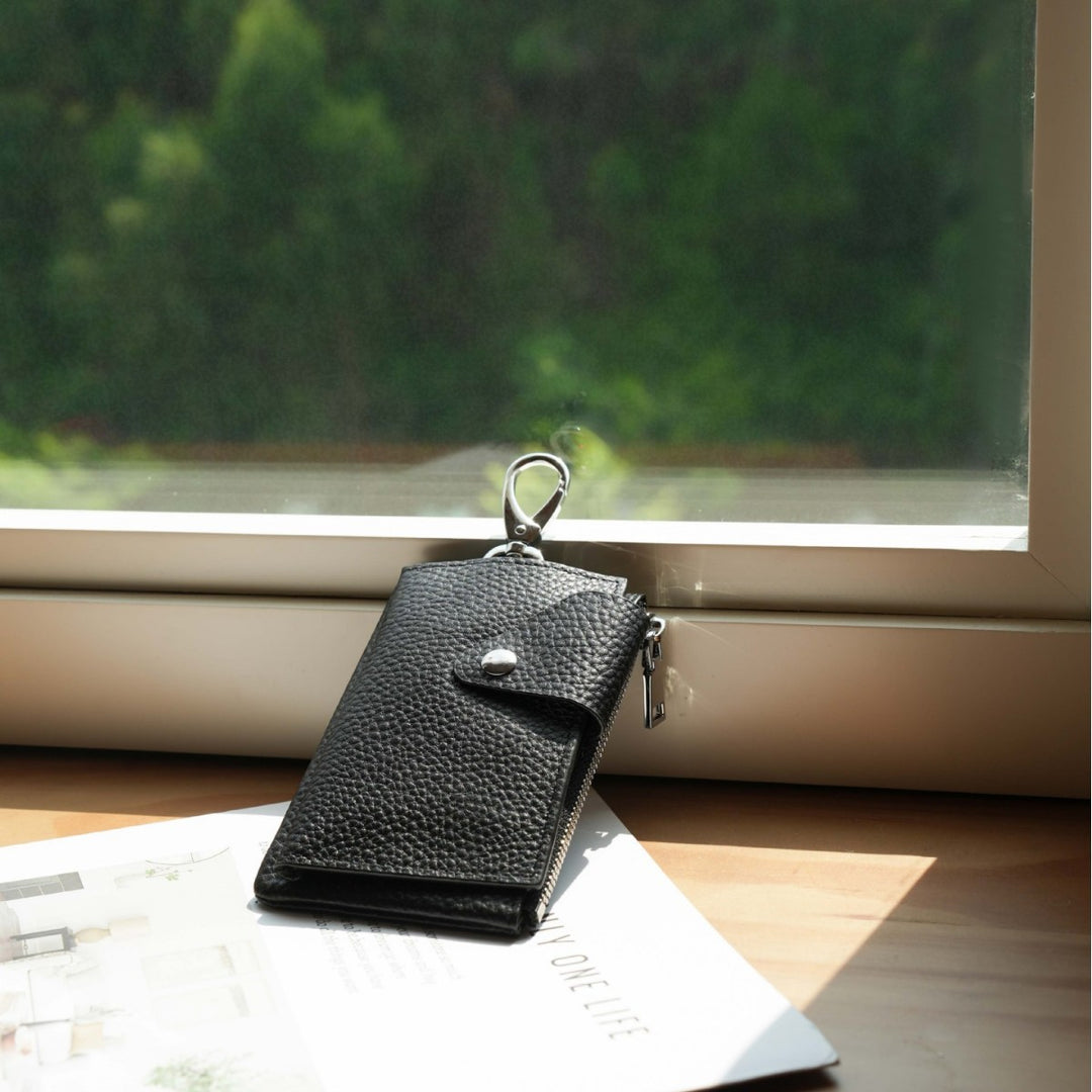 Premium Zippered Leather Card Holder