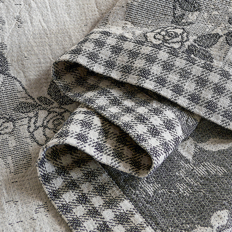 Reversible Cotton-Linen Floral Quilt Coverlet Set