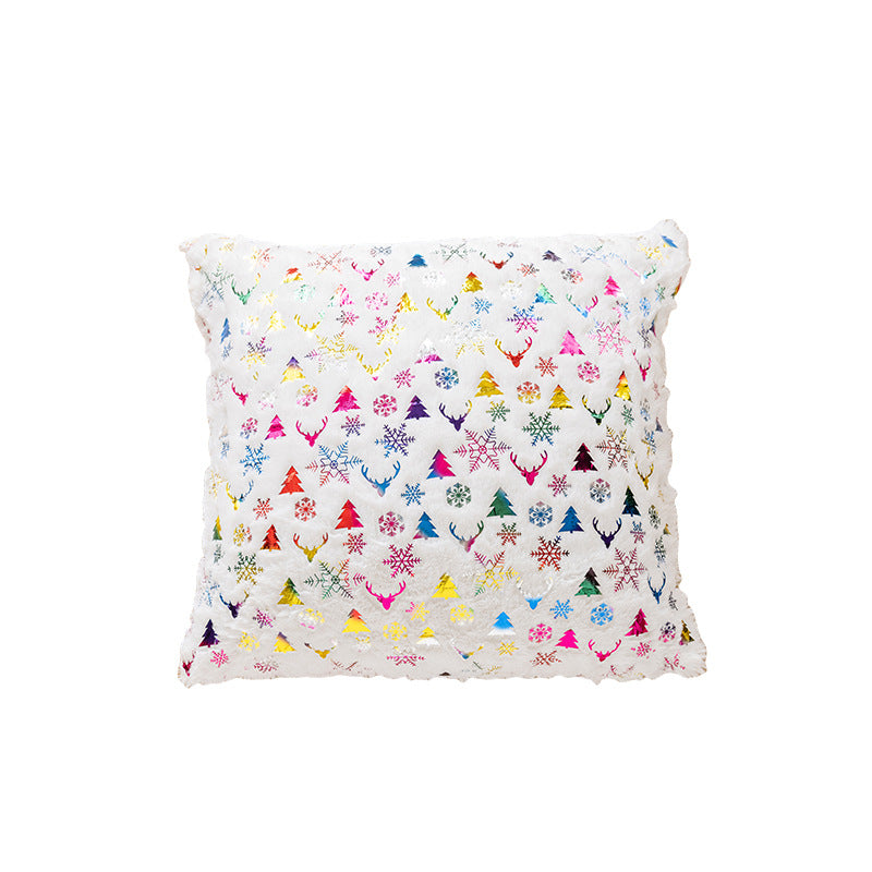 Decorative Plush Velvet Holiday Throw Pillow Cover with Gold Foil Motif
